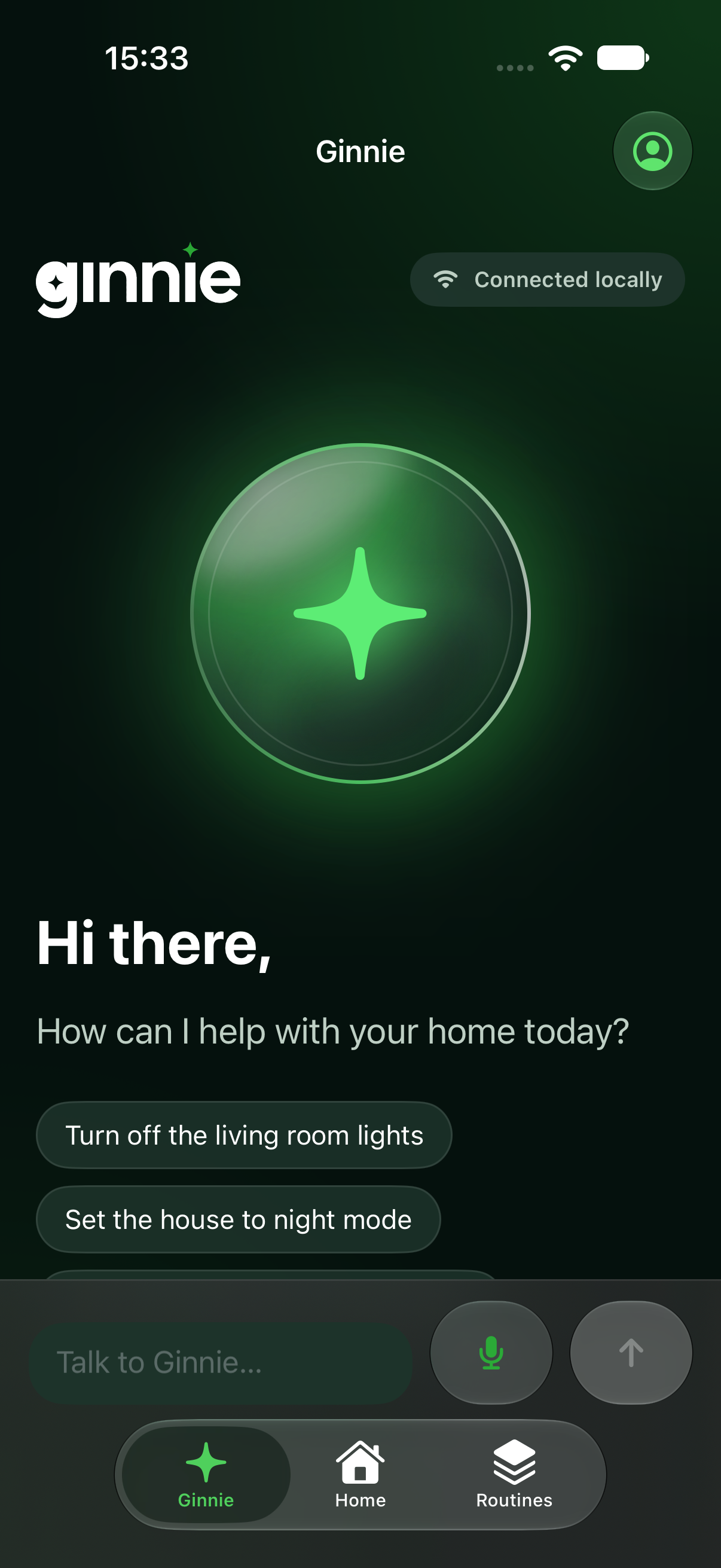 Ginnie AI iOS chat interface